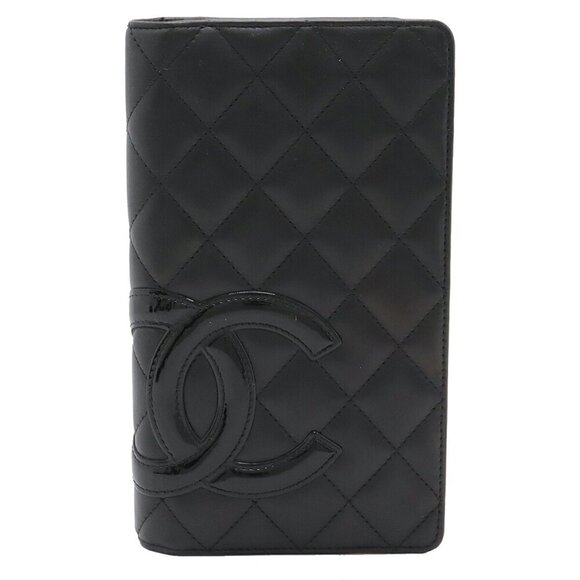 CHANEL Handbags - CHANEL Black Leather Logo Wallet